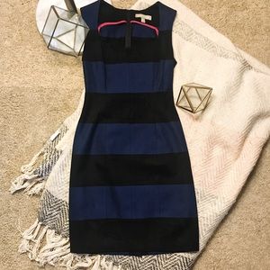 Banana Republic Black/Blue Stripe Sloan Dress - 0P